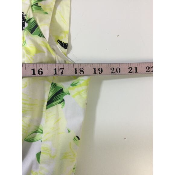 French Connection SZ 12 L Yellow floral Square Neck Pencil Dress cotton used B23 - Picture 5 of 10